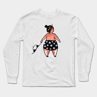 funny plump woman in swimsuit Long Sleeve T-Shirt